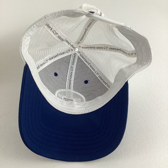 Vineyard Vines Snapback Trucker Hat Ball Cap Blue White Whale Dot Headwear - Picture 5 of 6